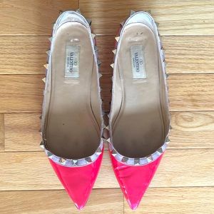 Valentino hot pink ballet Rockstud studded flats 38